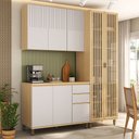 Ver imagem 1 de Cozinha Compacta 100 MDF 3 Peças com Tampo e Cristaleira 190cm Aura Luciane Móveis