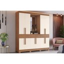 Ver imagem 1 de Guarda Roupa Casal 10 Portas e 3 Gavetas C/ 1 Espelho C/ Pés Briz B374 Nature/off White - Henn