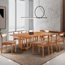 Ver imagem 1 de Sala de Jantar Mesa Flora 240cm Tampo Laminado Barril e 8 Cadeiras Noronha Premium Moderna Mobília