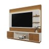 Home Guaíba 2,00m Led Tvs 65'' Nichos Porta de Correr Prateleira Vidro - Off White / Amendoa - 2