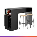 Ver imagem 3 de Bancada Gourmet Ilha de Cozinha 140 cm Adega 01 Porta 0535 Preta Tx MDP - Prime
