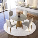 Ver imagem 1 de Conjunto Sala de Jantar Mesa Redonda Jasper com Vidro com 4 Cadeiras Cristal 