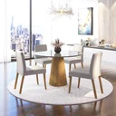 Ver imagem 7 de Conjunto Sala de Jantar Mesa Redonda Jasper com Vidro com 4 Cadeiras Cristal 