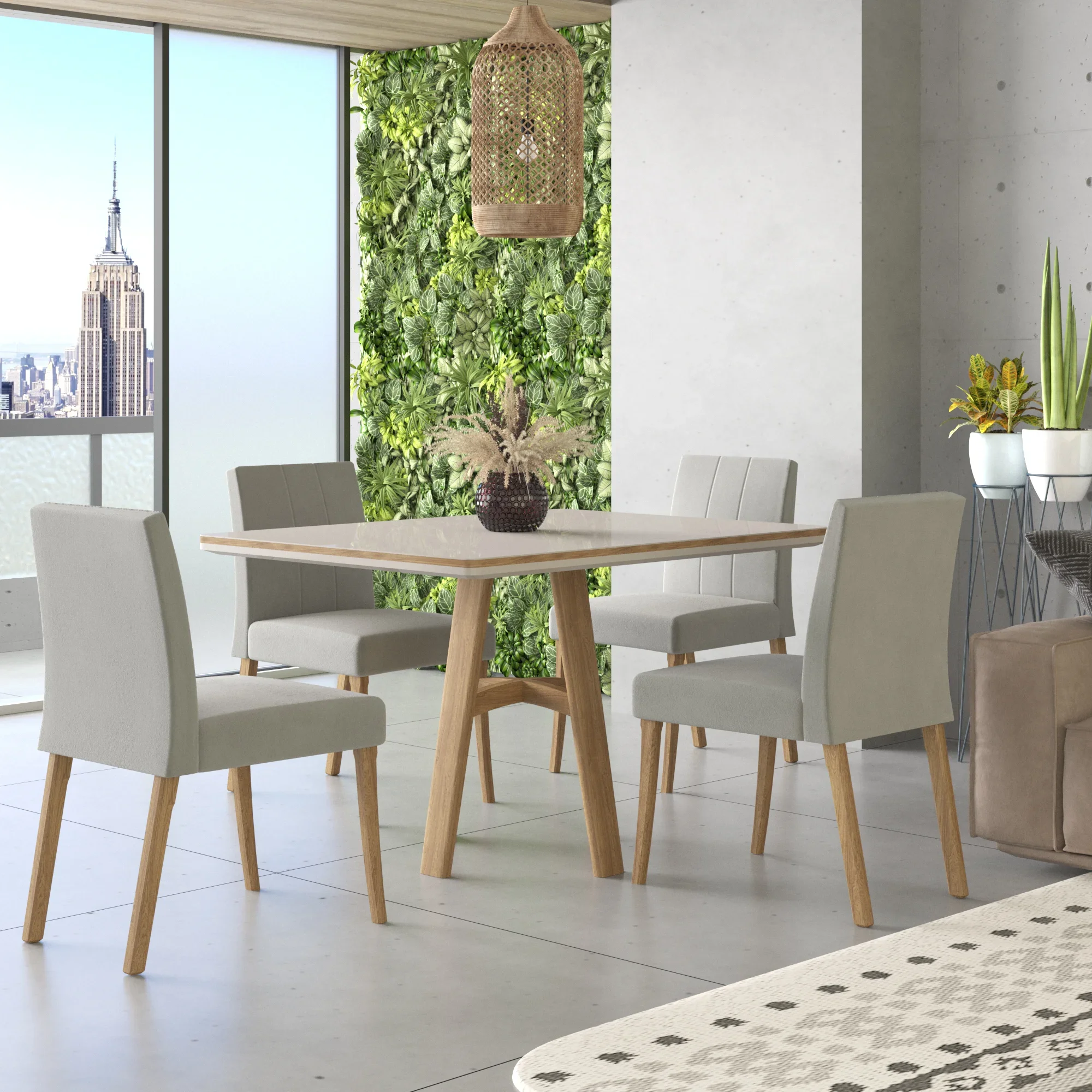 Conjunto Sala de Jantar Mesa com Vidro e 4 Cadeiras Cristal Tradição Móveis é boa?