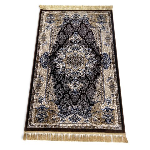 Tapete Persa Royal Marrom 100x150cm Fio Acetinado - Decoração para Quarto e Sala
