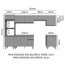 Ver imagem 4 de Armário de Cozinha Completa 320cm Cinza Nice Madesa 01