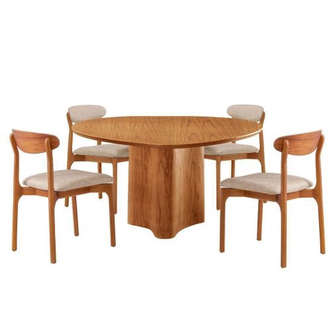 Mesa 135cm Laminado com 4 Cadeiras Noronha Moderna Milano Imbuia Naturale