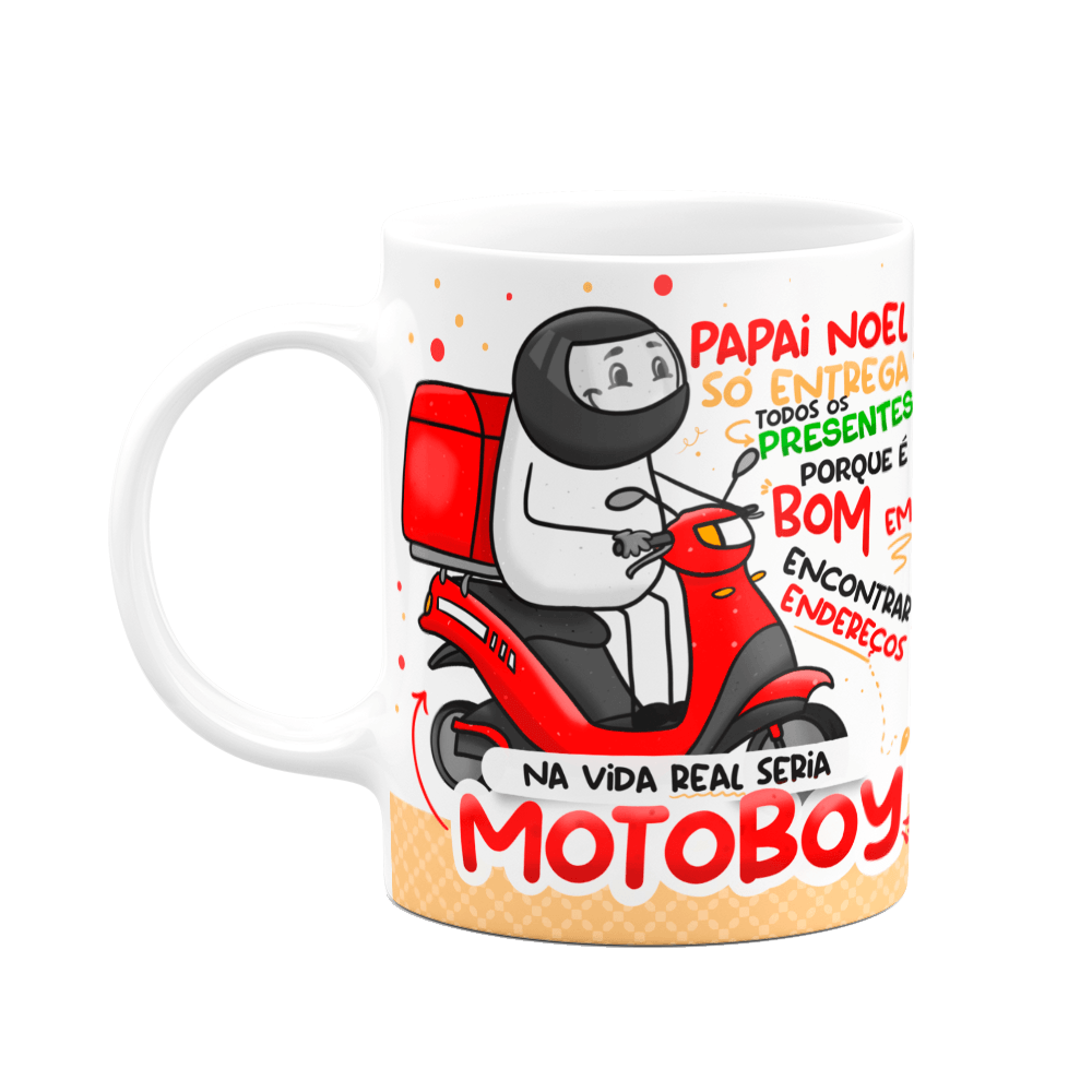 Caneca Flork Natal - Motoboy Noel da Vida Real | MadeiraMadeira