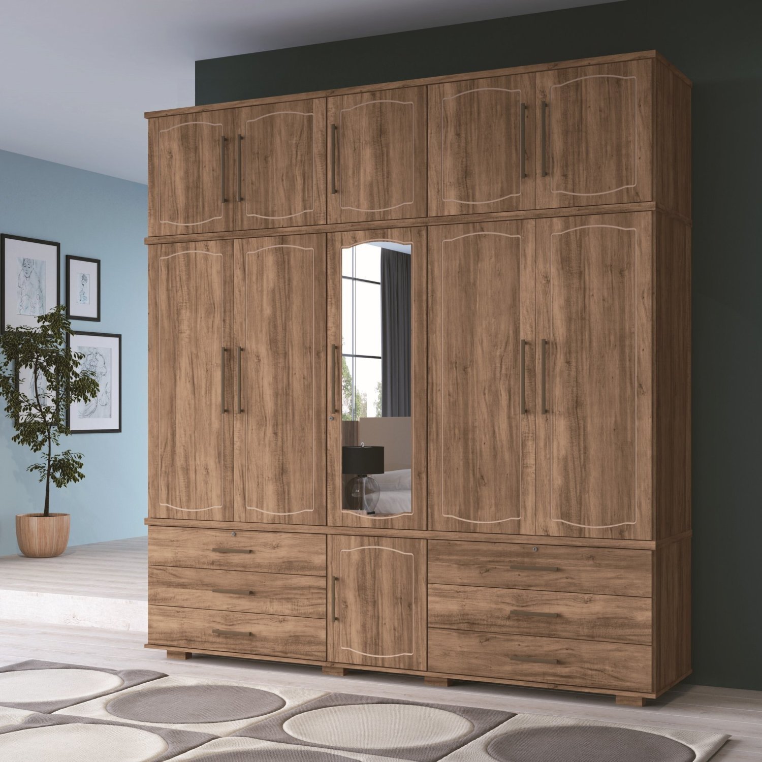 Guarda Roupa Casal 11 Portas 6 Gavetas Londres Triplex Santos