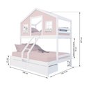 Ver imagem 3 de Beliche Casal/ Solteiro Casinha Dos Sonhos com 02 Gavetas Madeira Maciça Rosa/ Branco Housin