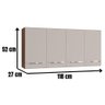 Armário Aéreo Mara 118 Cm 4 Portas Savana Off White Moblis - 3