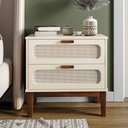 Ver imagem 2 de Kit 2 Mesas de Cabeceira 2 Gavetas Santorini Off White 60 Cm com Tela Indiana