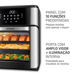 Fritadeira Elétrica Air Fryer Mondial Forno Oven Afon-12l-bi-bc 12l Preta/inox - 110v - 7