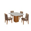 Ver imagem 2 de Mesa de Jantar Eloise Canto Copo 4 Cadeiras Moderna Mobília Veludo Capuccino/off White/naturale