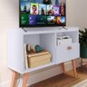 Rack Tv 32" Home Estante Sala Estar Recepção 1 Porta 2 Nichos Pés Retrô Decoração Moderna - - 3