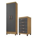 Ver imagem 1 de Kit Cômoda 5 Gavetas Porto Belo com Multiuso Cairo 2 Portas - Clique Chique Móveis