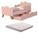 Ver imagem 1 de Mini Cama Infantil Angel Rosa com Auxiliar Sapateira Proteção Lateral + 1 Colchão D18