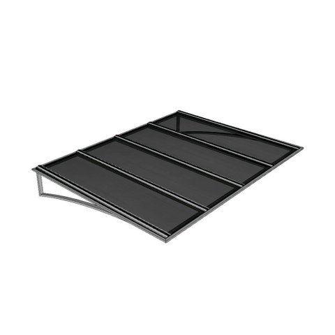Toldo Fixo Policarbonato Alveolar Fume - 1,50m X 1,00m - Estrutura Branca