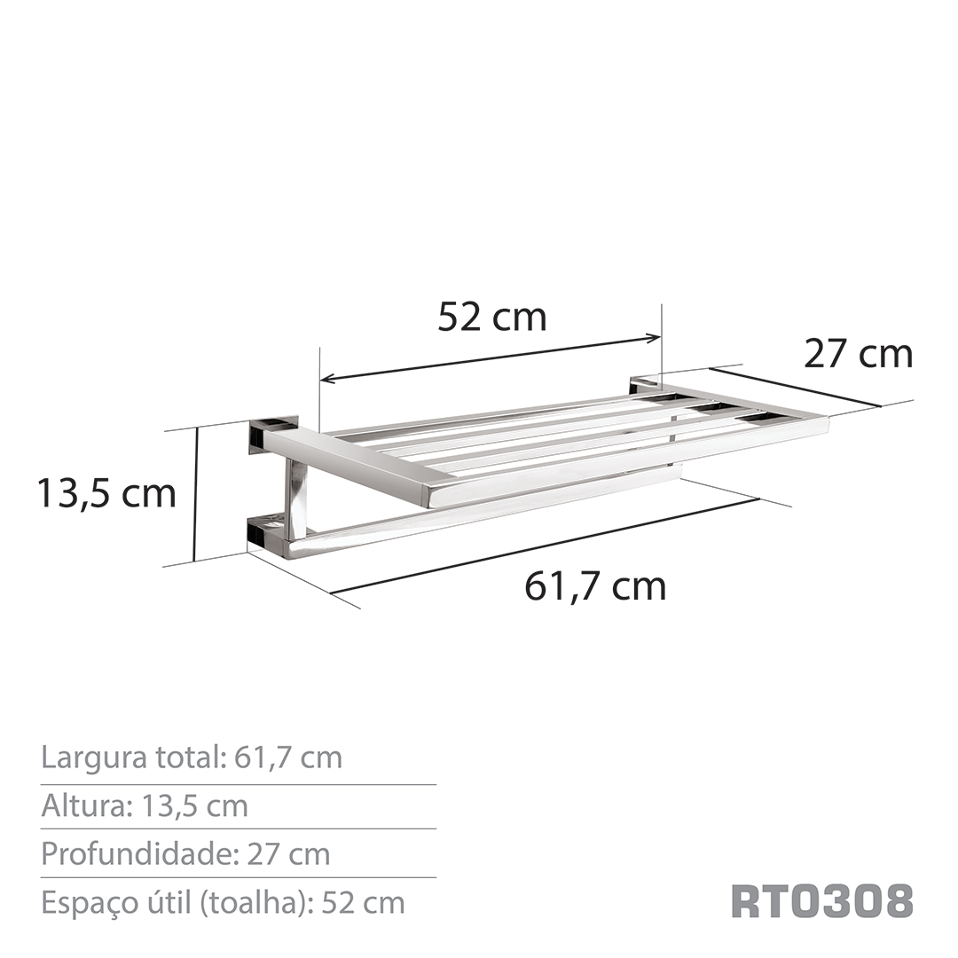 Toalheiro Rack 60 Cm Inox Corten - Kromus Rt0308c - 4