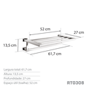 Ver imagem 4 de Toalheiro Rack 60 Cm Inox Corten - Kromus Rt0308c
