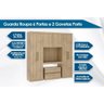 Guarda Roupa Casal 6 Portas e 2 Gavetas Porto 837 Noce - Carraro - 3