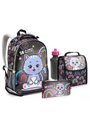 Ver imagem 1 de Kit Mochila + Lancheira Térmica + Estojo Simples + Garrafa Gatinha Preta - Seanite