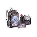 Ver imagem 1 de Kit Mochila + Lancheira Térmica + Estojo Simples + Garrafa Gatinha Preta - Seanite