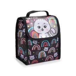 Kit Mochila + Lancheira Térmica + Estojo Simples + Garrafa Gatinha Preta - Seanite - 3