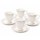 Ver imagem 1 de Jogo 4 Xícara com Pires para Café Vague em New Bone China com Borda Ouro 100ml Branco Full Fit