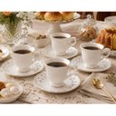 Ver imagem 4 de Jogo 4 Xícara com Pires para Café Vague em New Bone China com Borda Ouro 100ml Branco Full Fit