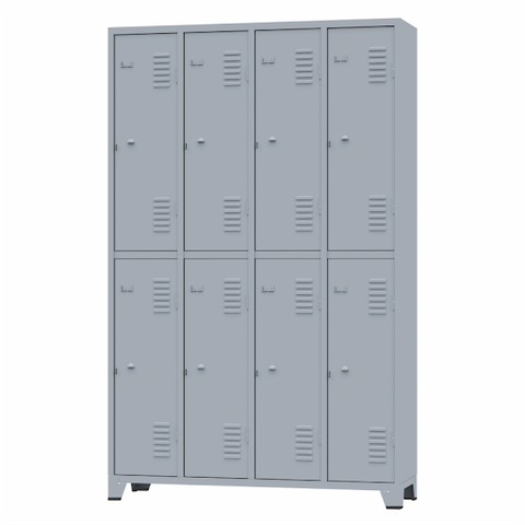 Armário Roupeiro De Aço Vestiário Academia 8 Portas Locker Cinza