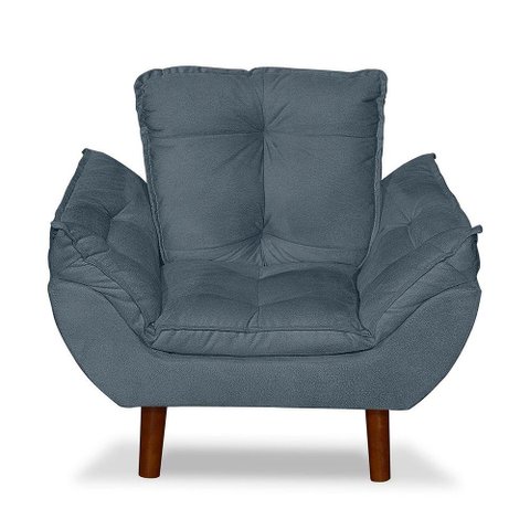Mini Poltrona Cadeira Opala Infantil de Criança Suede Azul Turquesa