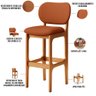 Kit 06 Banquetas Alta Bar Cozinha Sala Jantar Fixa Betta L02 Imbuia Tecido Terracota - Lyam Decor - 4