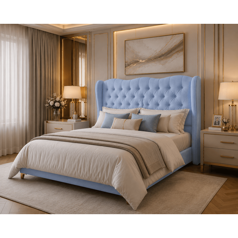 Cabeceira para Cama Box Casal 1.40 Tecido Boucle:Azul
