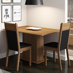 Conjunto Sala de Jantar Madesa Gabi Mesa Tampo de Madeira 2 Cadeiras - Rustic/preto/sintético Preto - 1