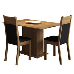 Conjunto Sala de Jantar Madesa Gabi Mesa Tampo de Madeira 2 Cadeiras - Rustic/preto/sintético Preto - 2