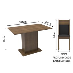 Conjunto Sala de Jantar Madesa Gabi Mesa Tampo de Madeira 2 Cadeiras - Rustic/preto/sintético Preto - 3