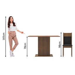 Conjunto Sala de Jantar Madesa Gabi Mesa Tampo de Madeira 2 Cadeiras - Rustic/preto/sintético Preto - 4