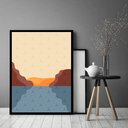 Ver imagem 2 de Quadro Decorativo Abstrato Mar Pedras - 70x50cm:moldura Preta