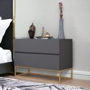 Ver imagem 2 de Kit Mesa de Cabeceira Eros 60 Base Dourada Mm:cinza