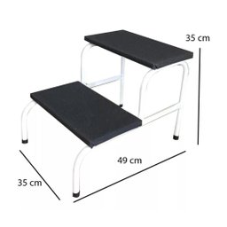 Kit 2 Escada Clínica de 2 Degraus Esmaltada Branca Tubo Com Piso em MDF Com Antiderrapante Medcombo  - 2
