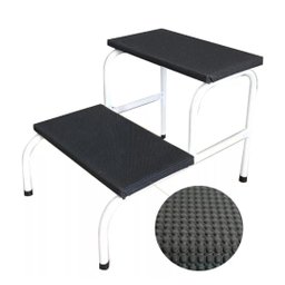 Kit 2 Escada Clínica de 2 Degraus Esmaltada Branca Tubo Com Piso em MDF Com Antiderrapante Medcombo  - 3