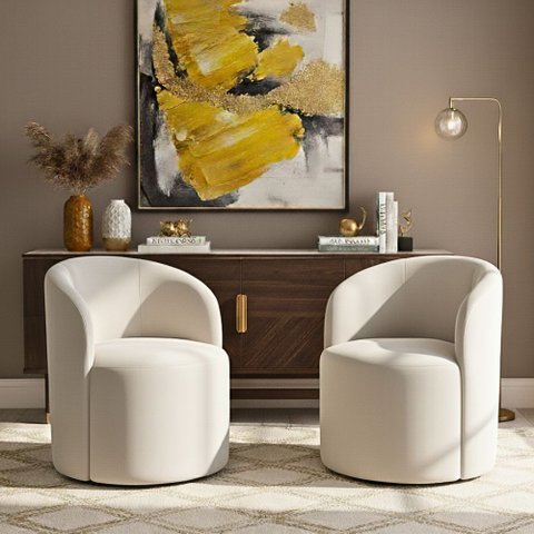 Kit 02 Poltronas Curva Orgânica Nature Gaia Suede Branco - Montanaris Decor