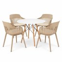 Ver imagem 1 de Conjunto de Jantar Mesa Eiffel Branco 110cm + 4 Cadeiras Marcela Nude