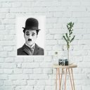 Ver imagem 2 de Quadro Charlie Chaplin Abstrato Preto e Branco 24x18cm - com Vidro:madeira Branca