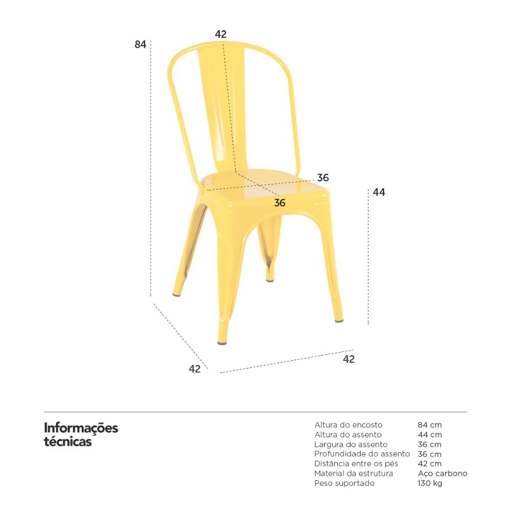 Kit 4 Cadeiras Iron Tolix - Amarelo - 7