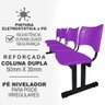 Longarina 4 Lugares Iso Plástica Coluna Dupla Cadeira Para Atendimento Espera Consultório Roxa - 2