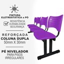 Ver imagem 2 de Longarina 4 Lugares Iso Plástica Coluna Dupla Cadeira Para Atendimento Espera Consultório Roxa