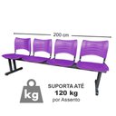 Ver imagem 3 de Longarina 4 Lugares Iso Plástica Coluna Dupla Cadeira Para Atendimento Espera Consultório Roxa
