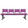 Longarina 4 Lugares Iso Plástica Coluna Dupla Cadeira Para Atendimento Espera Consultório Roxa - 4